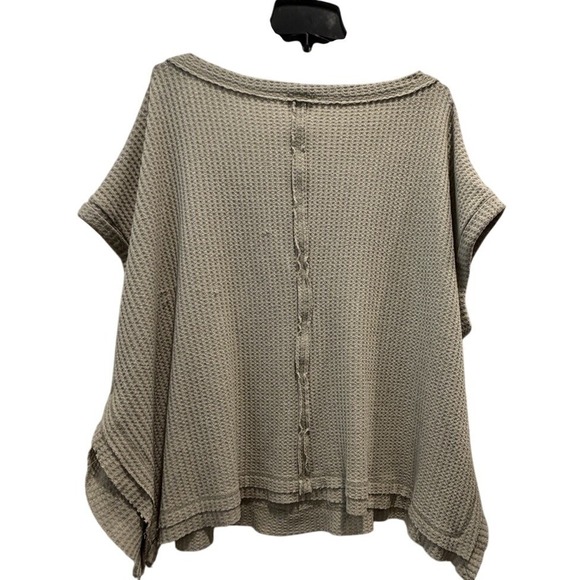 BKE Waffle Knit Oversized Center Seam Front Top Dusty Green XL - Picture 3 of 8